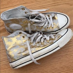 Converse gold sneakers